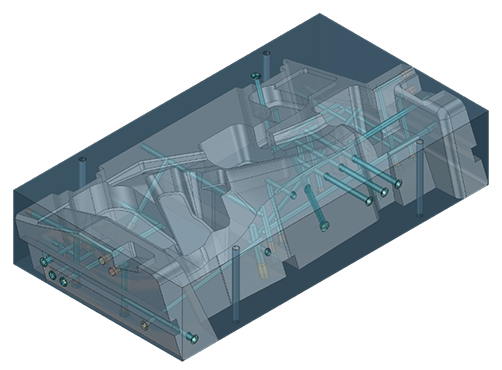 (CAD) Model of a tool component with transparent view for visualisation
