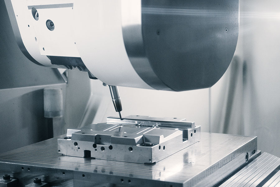 End mill in action in a modern machine tool