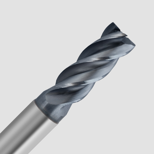 Nahaufnahme eines VHM Schaftfräsers RF 100 Sharp