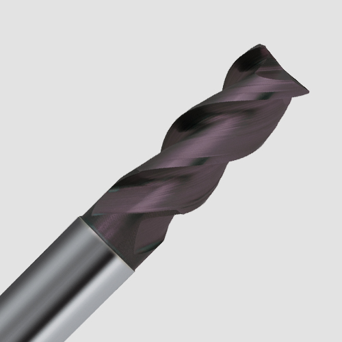 Close-up of an RF 100 U solid carbide end mill