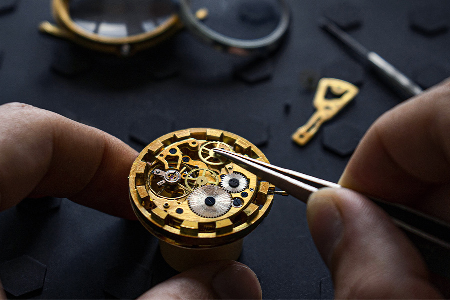 Precision work on a fine mechanical clockwork