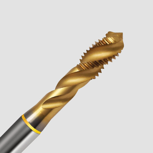 Close-up of a right-hand spiral tap from Gühring