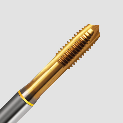 Close-up of a Gühring thread tap with peeling cut