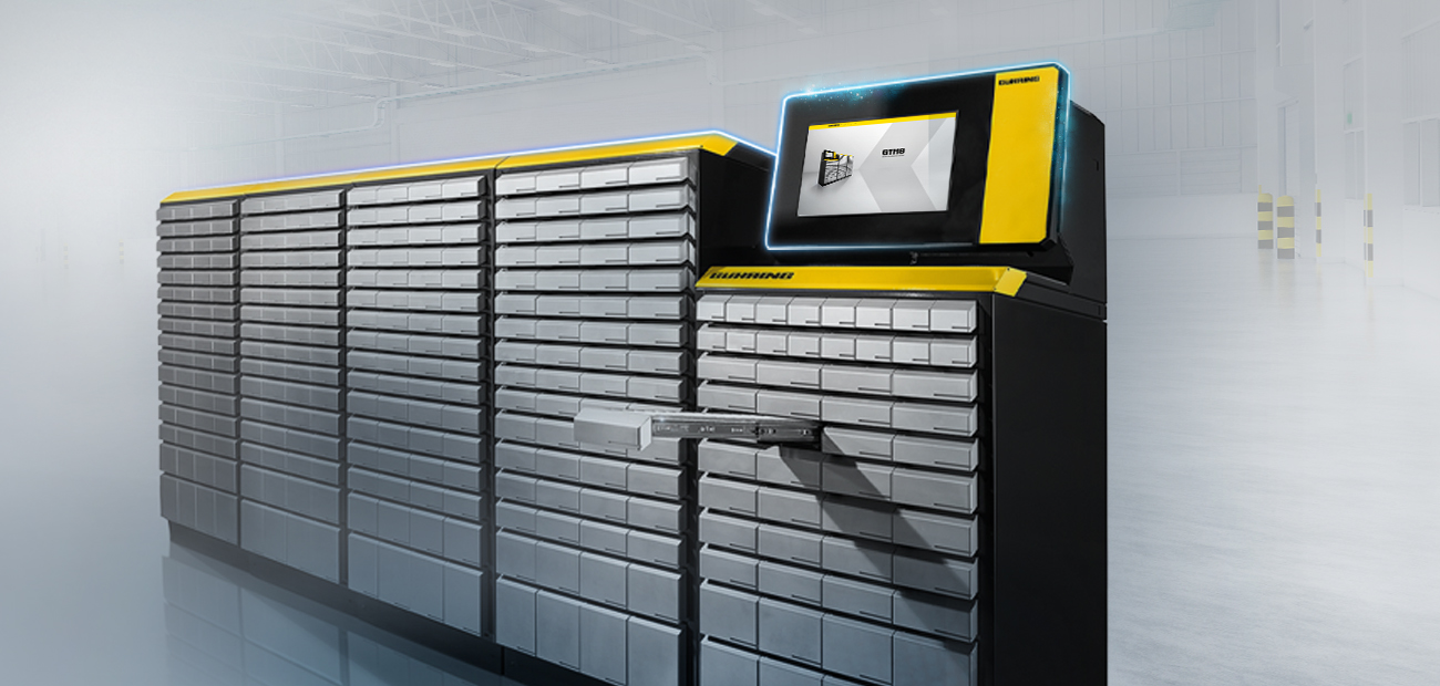 Automated tool dispensing cabinet in a workshop hall
