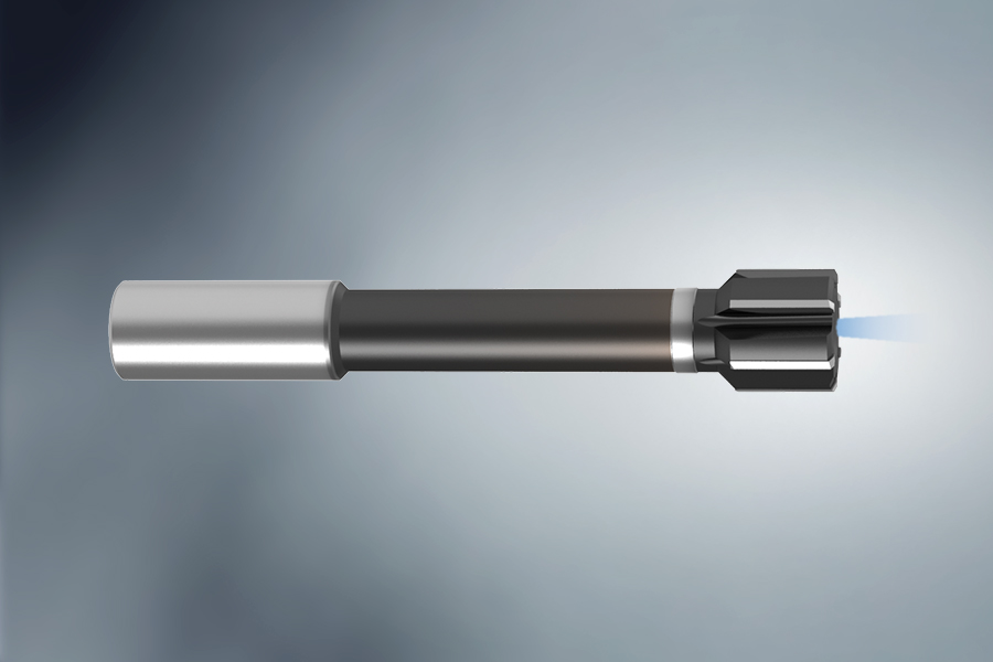 Machine reamer with precise cutting edges, shown in isolation