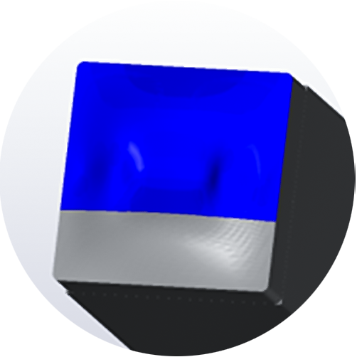 Grafische Darstellung eines kubischen Objekts in Blau und Grau, das durch den Prozess des Schlichtens bearbeitet wurde Grafische Darstellung eines kubischen Objekts in Blau und Grau, das durch den Prozess des Schlichtens bearbeitet wurde