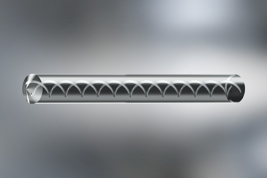 Speziell gestalteter Bohrerrohling mit internen Spiralstrukturen zur effizienten Spanabfuhr