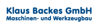 Logo of Klaus Backes GmbH, specialised in machinery and toolmaking, in blue lettering on a white background
