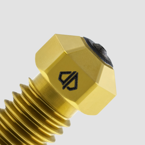 Vergoldete 3D-Druck-Düse mit präzisem Gewinde und graviertem Logo