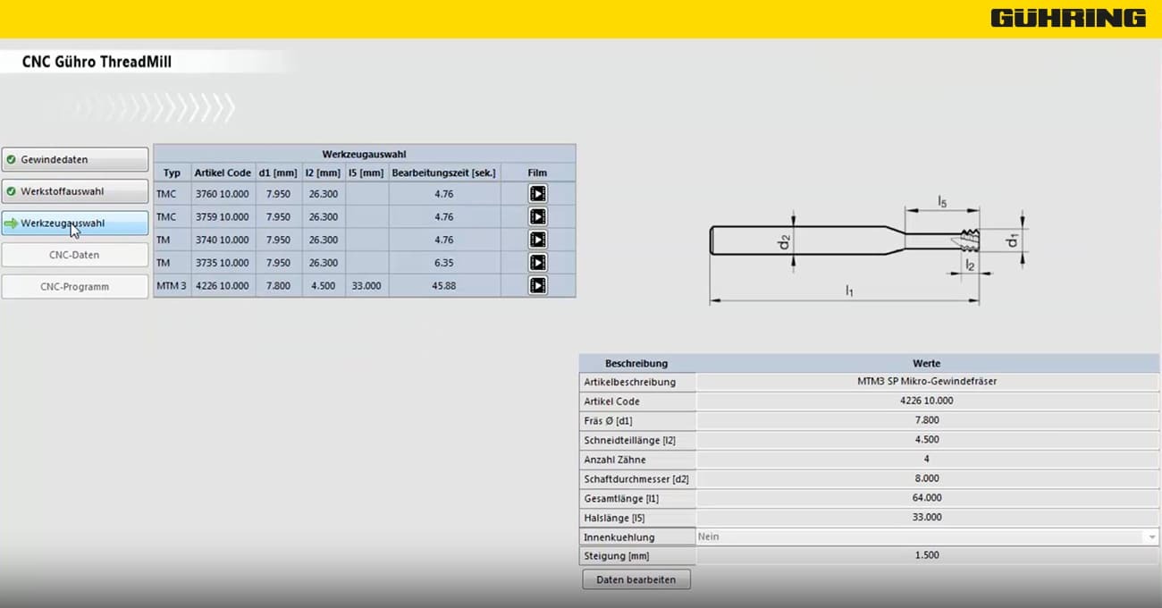 Schritt 3: Werkzeug in der Software auswählen