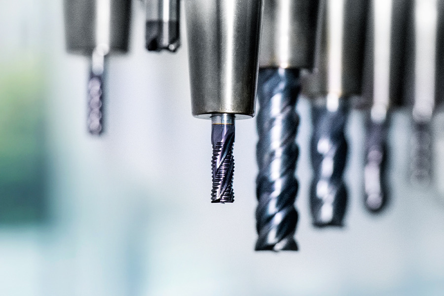 Various rotating cutting tools in tool holders